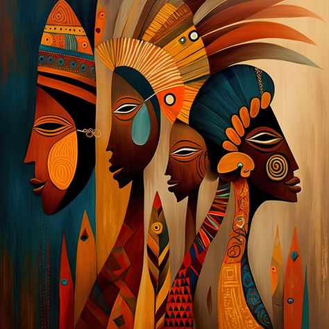 African Abstract Art, African Drawings, Africa Art Design, African Women Art, African Artwork, Afrique Art, African Paintings, Afrikaanse Kunst, African Art Paintings