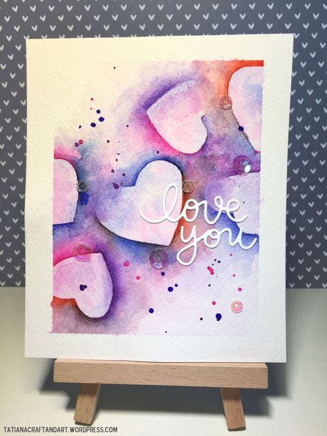 Valentines Cards Handmade Watercolor, Watercolor Valentines Day Cards, Chemi Art, Pen Watercolor Art, Valentines Day Cards Handmade, Watercolor Valentine, Valentines Watercolor, Watercolor Hearts, Valentine Cards Handmade