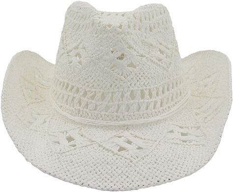 SIGOYI Women's Men's Cowboy Hat Cowgirl Hats Hollow Out Summer Sun Caps White : Amazon.co.uk: Fashion Paper Boy Hat, Cowboy Straw Hat, Fedora Hat Style, Mens Cowboy Hats, Mickey Mouse Ears Headband, Beige Hat, Straw Cowboy Hat, Sun Cap, Cowgirl Hats