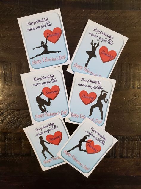 "Printable Dancer Classroom Valentine's Day Cards These energetic dance valentines are perfect for dance-loving kids to get their classmates moving this Valentine's Day.  Includes files for 8.5\" x 11\" sheet trimmed to 3\" x 3.75\" valentines. Print at home or at an office supply store, and trim along the dotted lines. Valentine file includes optional second side to complete the valentines with To and From. Dancer images from www.vecteezy.com" Dance Valentines, Energetic Dance, Classroom Valentine, Valentine's Day Cards, Dotted Line, Valentines For Kids, Valentine Day Cards, Valentines Cards, Instant Download Etsy