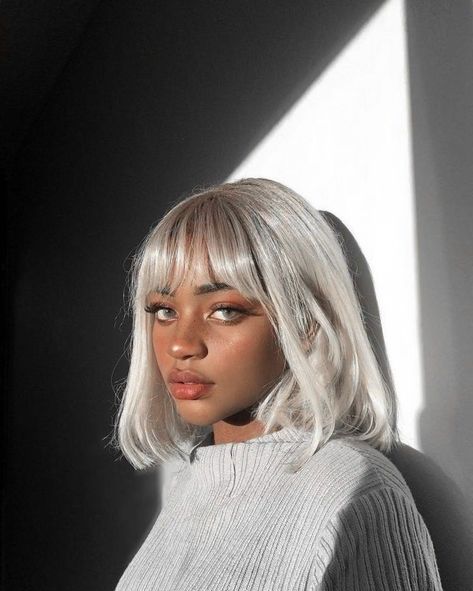 Hair Inspo Color, Black Girls Hairstyles, Aesthetic Hair, Blonde Hair Color, White Hair, Hairstyles With Bangs, Dark Hair, Textured Hair, Hair Looks