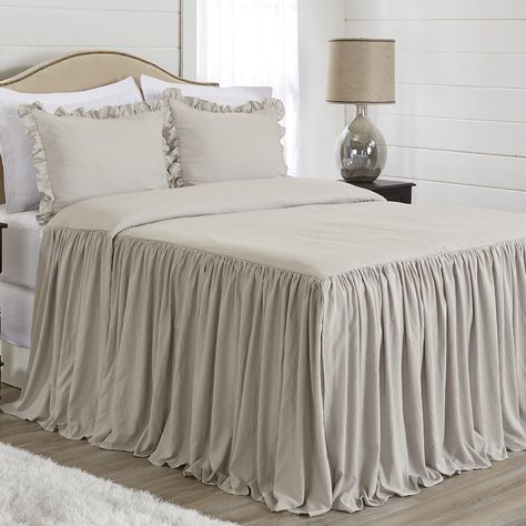 PRICES MAY VARY. Design: Minimalist luxury Taupe washed brushed microfiber with a long, gathered skirt and elegant ruffled pillow shams Set and Dimensions: 1 King Size Bedspread (80"L x 76”W + 30” drop) and 2 King Shams (20 x 36 + 2” ruffle). Materials and Care: Washed Brused Microfiber. Machine washable. Tumble dry low. Matching Accessories: We offer coordinating bedding sets, decorative throw pillows, shower curtains, window panels, bed skirts, body pillows and more. Please check our store for Set Bedroom, Sweet Jojo Designs, Bed Bedding, Jojo Designs, Extra Long, Bedding Set, Shabby Chic, Bed, Design