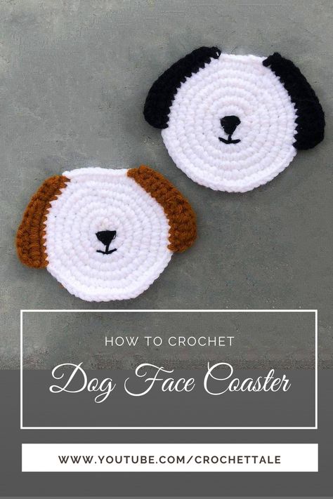 Want to crochet a coaster that is easy to make? Learn to crochet this super cute crochet dog face coaster pattern step by step with this video tutorial. Dog Coaster Crochet Pattern, Dog Crochet Coaster Pattern, Crochet Paw Coasters Free Pattern, Crochet Dog Coaster Pattern, Dog Coasters Diy, Dog Coaster Crochet Free Pattern, Crochet Dog Coasters Free Pattern, Dog Coasters Crochet, Crochet Coasters For Men