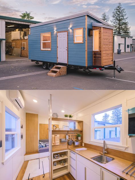 Single-Level Studio 20 Tiny House is Your Mobile Studio Apartment No Loft Tiny House On Wheels, Simple Tiny House On Wheels, Tiny House Exterior On Wheels, 1 Floor Tiny House, 8x20 Tiny House On Wheels Floor Plans, 8x12 Tiny House Floor Plans, 16x24 Tiny House, Camper Into Tiny House, Single Level Tiny House