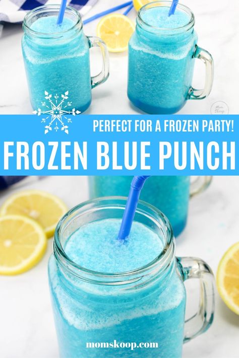 Elsa Punch Frozen Party, Frozen Summer Birthday Party Invitations, Elsa Party Snacks, Frozen Theme Punch, Frozen Birthday Party Drinks, Elsa Snack Ideas, Frozen Themed Dinner Food, Frozen Birthday Pool Party, Frozen Theme Birthday Party Ideas