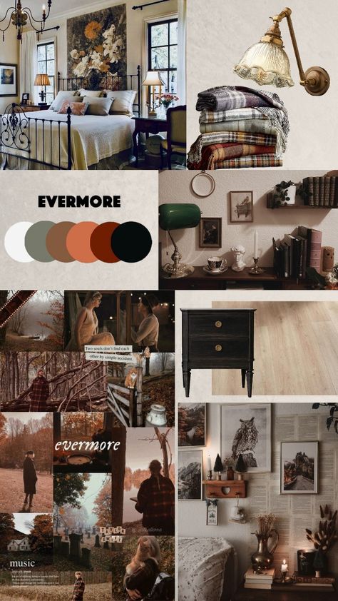 Taylor Swift Home Aesthetic, Evermore Room Decor, Evermore Bedroom Aesthetic, Evermore Wedding Aesthetic, Evermore Room Aesthetic, Taylor Swift House Interior, Evermore Moodboard, Evermore Style, Taylor Swift House