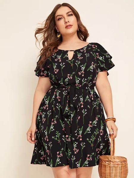 facf9f743b083008a894eee7baa16469desc39692542ri Keyhole Neck, Butterfly Sleeve, Cooler Look, African Design Dresses, Curvy Dress, Plus Size Fashion For Women, Butterfly Sleeves, Solid Dress, African Dress