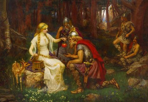 Iðunn - In Norse mythology, Iðunn is a goddess associated with apples and youth. Norse Goddess, Norse Myth, Norse Pagan, Golden Apple, Norse Vikings, Mythology Art, Viking Age, Norse Mythology, Gods And Goddesses