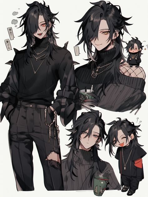 Ai art goth boy Guys Hair Reference Drawing, Male Hairstyles Art Reference, Turtle Neck Outfit Men Drawing, Punk Oc Art Male, Goth Clothes Drawing Reference, Emo Character Design Male, Goth Guy Clothes, Cute Male Outfits Drawing, Goth Femboy Character Art