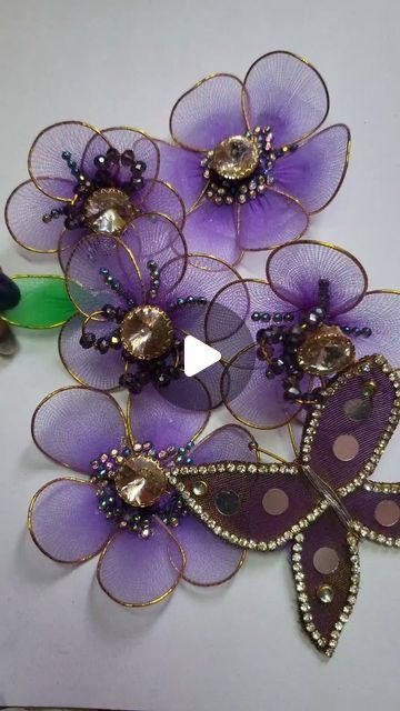 Flower Blouse Designs Latest, Broches Design For Blouse, Broches For Blouse, Brooches Work For Blouse, Brooches Blouse Design Tutorial, Brooch Work Blouse Design, Brooches Blouse Design, Blouse Flower Design, Brooch Work