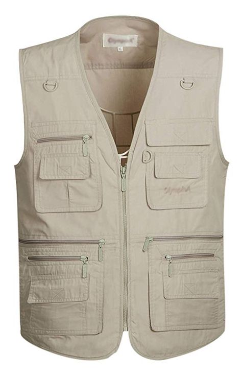 Gihuo Men's Summer Cotton Leisure Outdoor Pockets Fish Photo Journalist Vest Plus Size (Medium, Beige) at Amazon Men’s Clothing store Photographer Vest, Travel Vest, Vest For Men, Fishing Vest, Reflective Vest, Travel Sports, Safety Clothing, Cotton Vest, Ski Suits