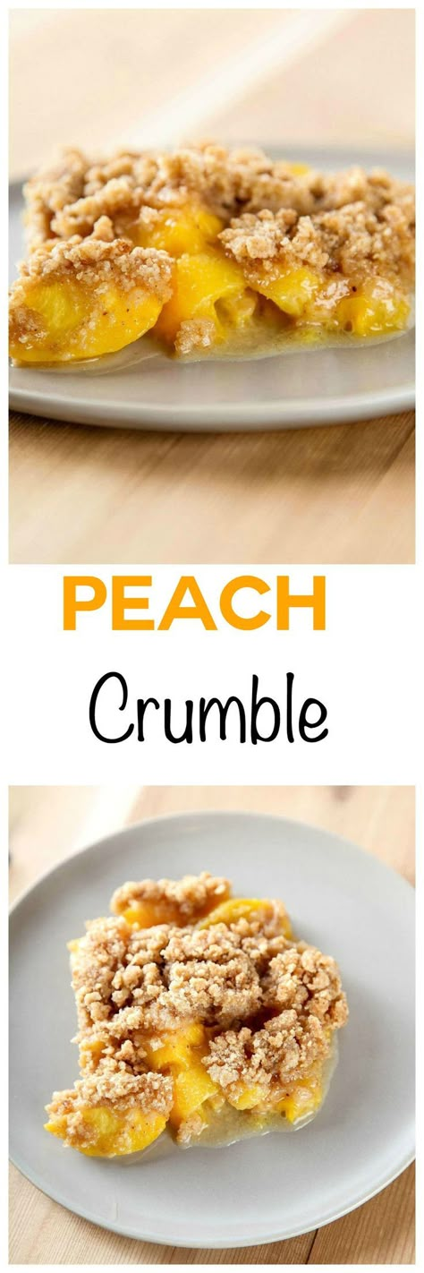 Peach Crumble: Sweet and juicy peaches with a mile high crump topping. You only need one bowl and 7 common ingredients,for this easy dessert recipe. Peach Crumble Recipe, Weight Watcher Desserts, Peach Crumble, Easy Dessert Recipe, Peach Desserts, Low Carb Dessert, Crumble Recipe, Peach Recipe, Crumb Topping