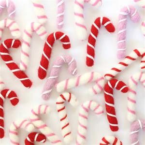 Felt Candy Cane Cane Decorations, Felt Candy, Gingerbread Man Decorations, Christmas Pom Pom, Candy Cane Decorations, Felt Fruit, Wool Felt Fabric, Anthropologie Inspired, Christmas Bunting