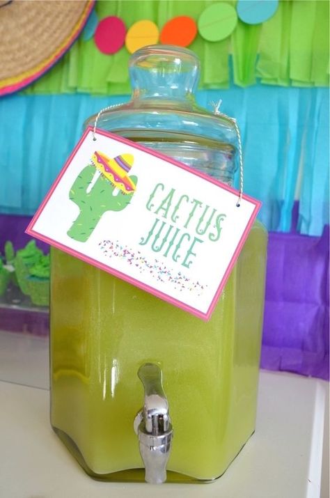 "Cactus Juice" from a Colorful Fiesta Birthday Party on Kara's Party Ideas | KarasPartyIdeas.com (26) Mexican Birthday Parties, Cactus Juice, Mexican Fiesta Party, Fiesta Birthday Party, Mexican Birthday, Fiesta Theme Party, Llama Birthday, Cactus Party, Fiesta Tropical