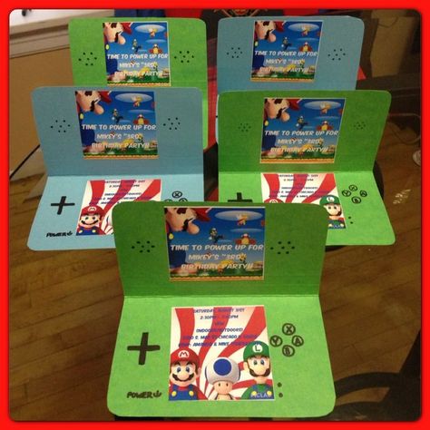 Mario Themed Birthday Party Invitations, Mario Themed Birthday Party Favors, Mario Birthday Party Invitations Diy, Diy Mario Invitations, Mario Diy Birthday Party, Mario Kart Birthday Party Invitations, Diy Mario Birthday Party, Mario Invitations, Nintendo Birthday Party