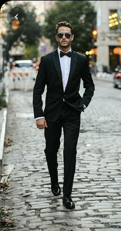 Black And White Formal Outfit Men, Black Tuxedo For Men Classy, Zion Aesthetic, Black Tuxedo For Men, Mens Tuxedos, Mens Formal Outfits, Tuxedo White, Stylish Business Outfits, Black Bowtie