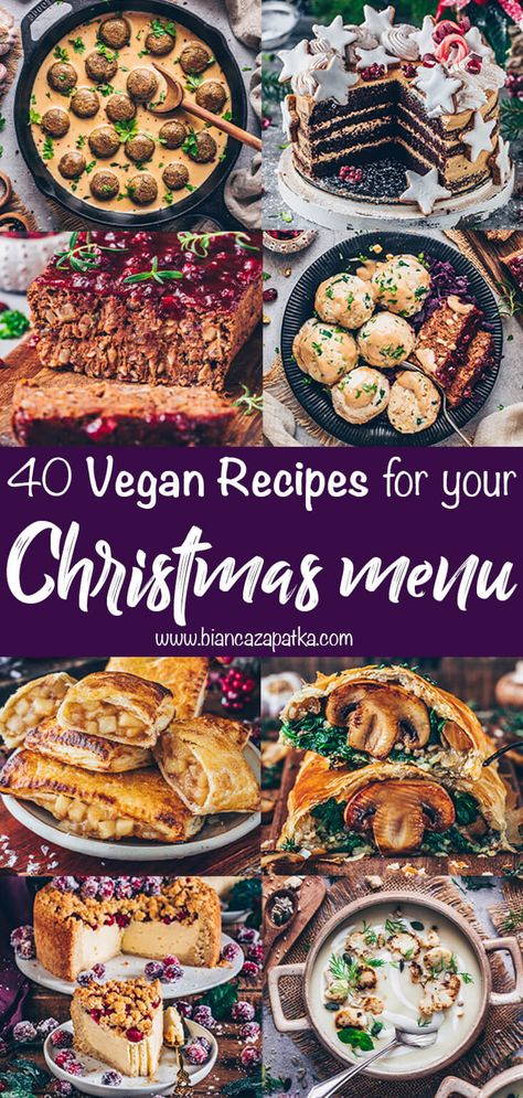 Vegan Christmas Dinner – The Best Recipes for your Christmas feast Vegan Christmas Dinner Recipes, Christmas Dinner Recipes, Vegan Xmas, Vegan Christmas Dinner, Vegetarian Christmas, Vegan Holiday Recipes, Vegan Christmas Recipes, Christmas Dinner Menu, Vegan Thanksgiving Recipes