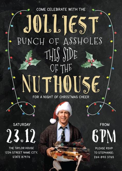 Griswold Christmas Party, Funny Christmas Party Invitations, Christmas Vacation Party, Christmas Invite, Adult Christmas Party, Griswold Family Christmas, Jolliest Bunch, Griswold Christmas, Clark Griswold