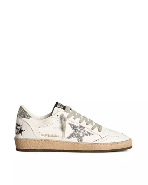 Golden Goose - Women's Ball Star Low Top Lace Up Sneakers Golden Goose Sneakers Ball Star, Silver Golden Goose, Golden Goose Ball Star, Golden Goose Outfit, Cowgirl Boots Outfit, Nike Air Max Mens, Golden Goose Sneakers, Golden Goose Shoes, Star Shoes