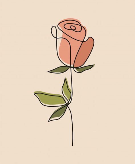 Rose Flower Aesthetic Drawing, Rose One Line Drawing, Aesthetic Drawings To Put On Your Wall, Rose Aesthetic Drawing, Pinturas Minimalistas Ideas, Roses Aesthetic Drawing, One Art Line, Single Line Rose Tattoo, Rose Art Wallpaper