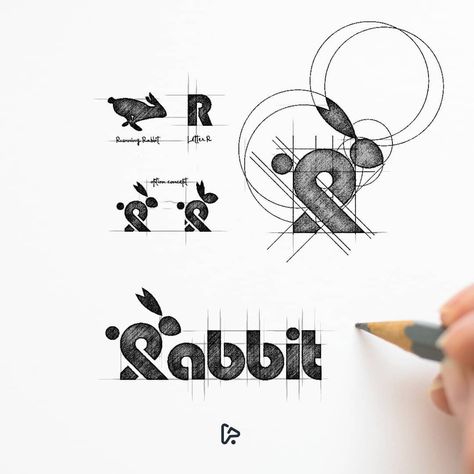 Logo Sketch Design, Typographie Logo, Rabbit Logo, Logo Evolution, الفن الرقمي, Inspiration Logo Design, Logo Design Inspiration Creative, Logo Sketches, Logo Process