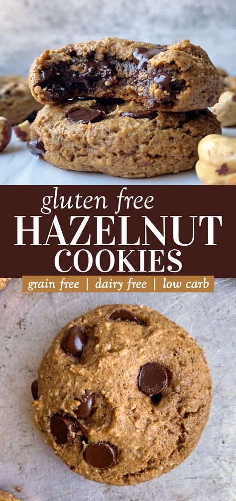 These are the BEST gluten free hazelnut cookies. Thick, fudgy and loaded with chocolate chips, these hazelnut cookies are perfect for the holidays. Paleo, dairy free, keto and low carb. #hazelnutcookies #hazelnutflour #glutenfreecookies Hazelnut Flour, Hazelnut Dessert, Dairy Free Keto, Hazelnut Recipes, Dairy Free Low Carb, Hazelnut Cookies, Healthy Cookie, Gluten Free Cookie Recipes, Paleo Cookies