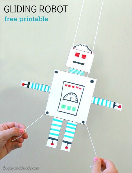 Robot Craft for Kids: Free Printable Gliding Robot~ BuggyandBuddy.com Stem Activity For Kids, Paper Robot, Kindergarten Art Activities, Maker Fun Factory, Robot Craft, Robot Theme, Kid Science, Diy Robot, Stem Activity