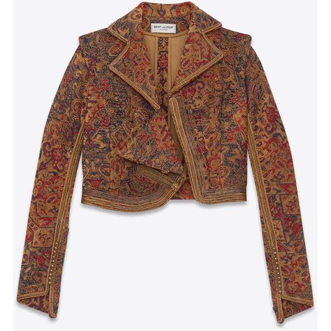 Saint Laurent Saffron Red Marrakech Cropped Fitted Jacket (16.395 BRL) ❤ liked on Polyvore featuring outerwear, jackets, brown jacket, metallic jackets, brown cropped jacket, red cropped jacket and cropped jacket Saint Laurent Marrakech, Red Cropped Jacket, Saint Laurent Jacket, Metallic Jacket, Bohemian Mode, Jacquard Jacket, Distressed Jacket, Embellished Jacket, Fitted Jacket