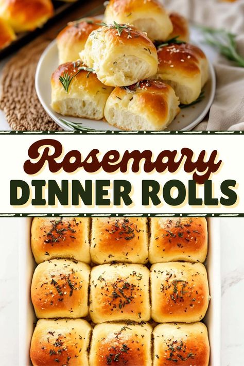 These soft and fluffy rosemary dinner rolls with garlic butter and sea salt are the perfect side to serve with Sunday dinner or at your next dinner party. Meals With Dinner Rolls, Garlic Rolls Recipe, Butter Rolls Recipe, Simple Rolls, Rosemary Dinner Rolls, Soft Dinner Rolls Recipe, Rosemary Rolls, Rosemary Dinner, Holiday Rolls