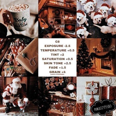 Christmas Vsco Aesthetic, Christmas Photo Filter, How To Edit Christmas Photos, Christmas Vsco Filters, Christmas Photo Edit Iphone, Christmas Photo Edit, Christmas Photo Editing, Christmas Filter, Christmas Vsco