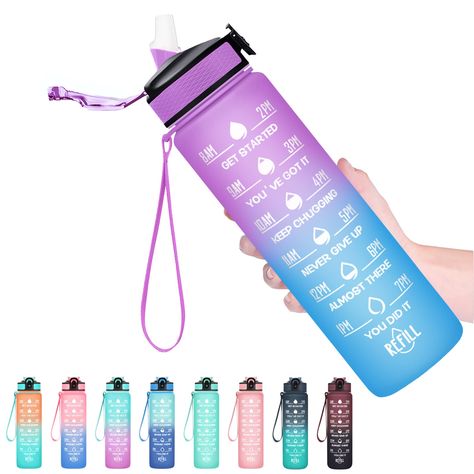 PRICES MAY VARY. 【Motivational Quote & Time Marker】32oz motivational water bottle with times to drink and inspirational quotes, it's great for measuring your daily water intake, ensuring you stay hydrated. 【Functional Design】The water bottle with straw allows you to enjoy spill-proof sipping without effort. The flip-top lid is designed with a secure lock, effectively prevent dust and leak-proof, and can be easily. 【Durable & BPA free】Made of highly durable, BPA & toxin free plastic, the water bo 1 Liter Water Bottle, Motivational Bottle, Water Bottle With Times, Stanley Water Bottle, 32oz Water Bottle, Gym Bottle, Daily Water Intake, Drinking Water Bottle, Motivational Water Bottle