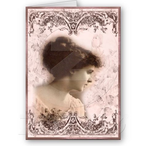 Greeting Card, Vintage Girl Design from Zazzle.com Stary Papier, Vintage Foto's, Etiquette Vintage, Postal Vintage, Foto Transfer, Free Vintage Printables, Portrait Vintage, Vintage Woman, Decoupage Vintage