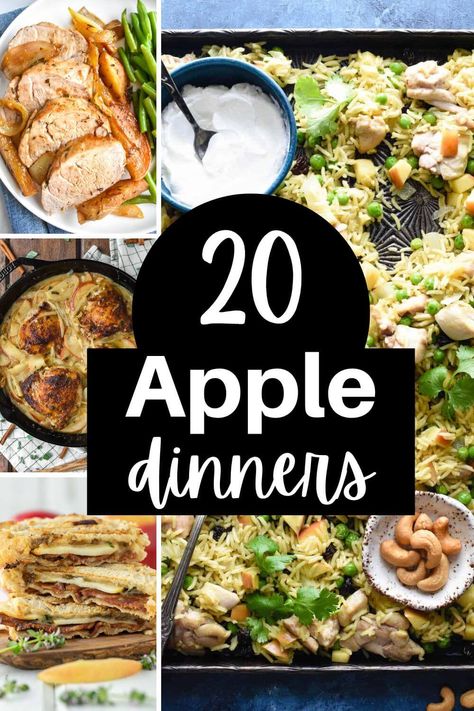 Easy Fall Apple Dinners Apples Dinner Recipe, Dinners Using Apples, Fall Dinner Recipes With Apples, Stayman Apple Recipes, Dinner Ideas With Apples, Apples For Dinner, Apple And Meat Recipes, Fall Apple Recipes Dinner, Apple Recipe Savory