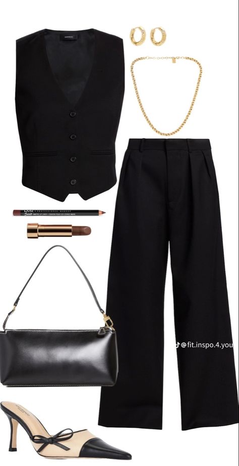 Black Outfit Women Classy, Classy Trousers Outfit, Black Classy Outfit, Work Outfits Women Casual, Outfit Ideas Classy, Black Trousers Outfit, Estilo Rachel Green, Soft Feminine Outfits, Estilo Ivy