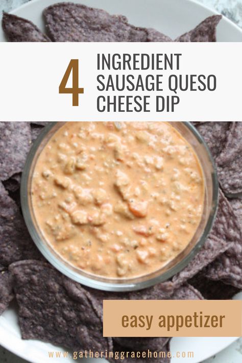 Made with only 4 real ingredients to keep things simple, yet delicious! It’s the perfect quick snack or impress your friends by bringing to the next football game or party! Sausage Queso, Easy Cheese Dip, Queso Cheese Dip, Small Slow Cooker, Queso Cheese, Spicy Salsa, Ground Sausage, Party Appetizers Easy, Quick Snack