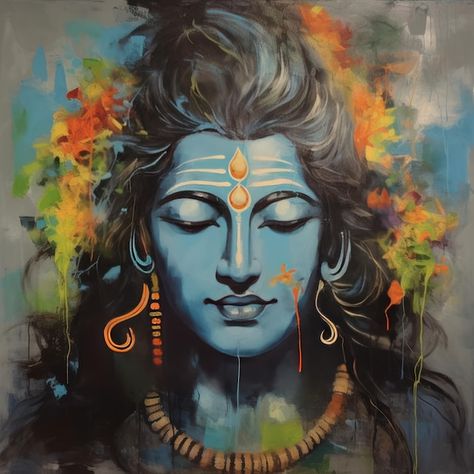 Watercolor painting of lord shiva avtar ... | Premium Photo #Freepik #photo #indian-god #indian-temple #hindu-god #temple Shiva Sketch, Color Drawing Art, Modern Art Paintings Abstract, Ganesh Art, Painting Canvases, Hinduism Art, Face Sketch, Shiva Art, Canvas Painting Designs