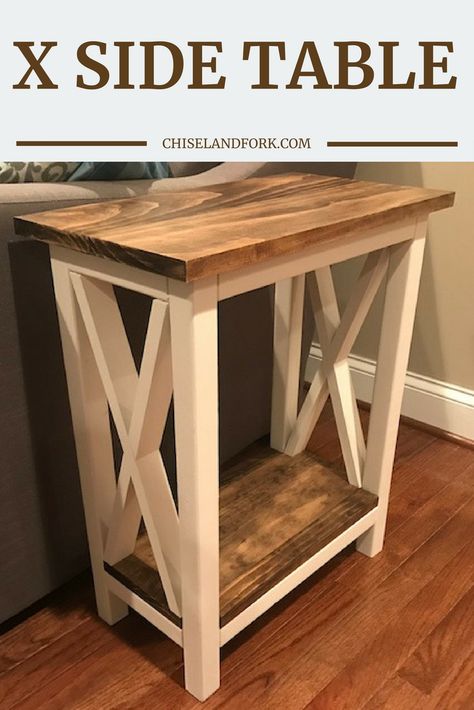 End Table Plans, Basic Woodworking, Farmhouse End Tables, Rustic End Tables, Diy Side Table, Rustic Woodworking, Diy Furniture Decor, Shop Garage, Green Woodworking