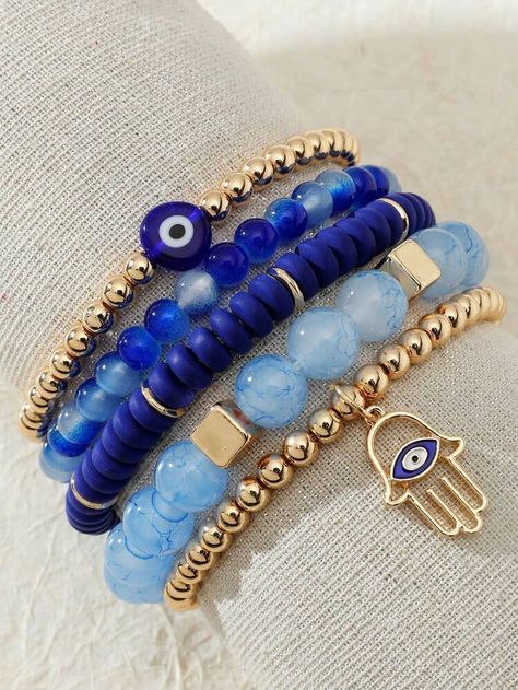 Hamsa Hand Jewelry, Charm Beaded Bracelet, Eye Detail, Latest Bracelets, Eye Details, Hand Of Fatima, Bead Charm Bracelet, Hamsa Hand, Bracelet For Women