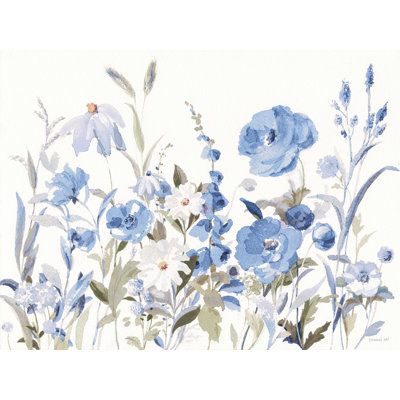 Canvas options have artist-quality canvas Size: 24" H x 32" W x 1.25" D | Wildon Home® Blue Boho Wildflowers by Danhui Nai - Wrapped Canvas Print Metal in Blue / Green / White | 24.0 H x 32.0 W x 1.25 D in | Wayfair Stretched Canvas, Canvas Size, Wrapped Canvas, Framed Prints, Canvas Print, Canvas, Blue, Home Decor, Art