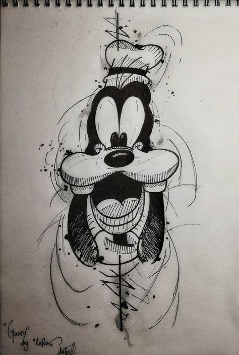 Goofy Tattoos, Mickey Tattoo, Feather With Birds Tattoo, Horse Shoe Tattoo, Disney Doodles, Pen Art Work, Goofy Disney, Beast Wallpaper, Manga Tattoo