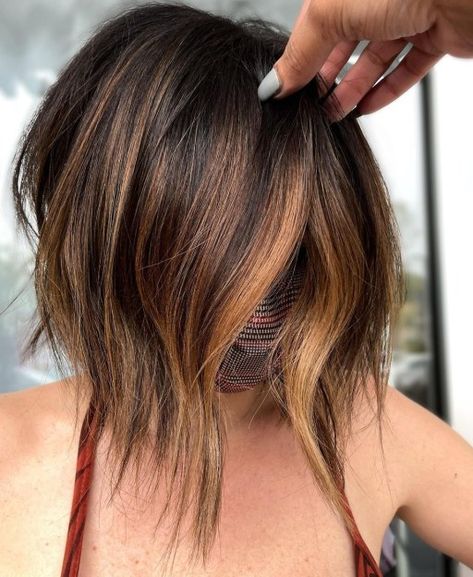 Brown Balayage Bob, Cinnamon Balayage, How To Balayage, Bob Balayage, Melena Bob, Balayage Short Hair, Brunette Girls, Gray Balayage, Balayage Short