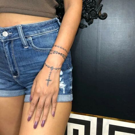 Rosaries Tattoo, Wrist Rosary Tattoo, Rosary On Wrist Tattoo, Rosary Around Wrist Tattoo, Rosary Wrist Tattoo For Women, Hand Rosary Tattoo, Rosery Tattoos Hand, Rosary On Hand, Rosary Arm Tattoo