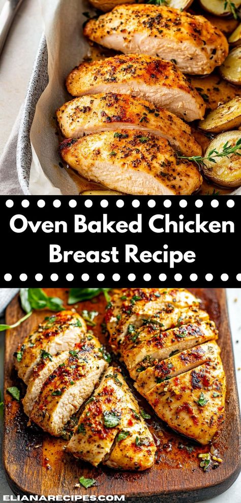 Need an easy dinner idea that impresses? Discover this Oven Baked Chicken Breast Recipe, featuring succulent chicken seasoned to perfection. It's a hassle-free dish that makes weeknight dinners a breeze for busy families. Chicken Breast Oven Recipes, Oven Baked Chicken Breast, Skinless Chicken Breast Recipes, Juiciest Chicken, Chicken Breast Oven, Easy Baked Chicken Breast, Easy Oven Baked Chicken, Healthy Baked Chicken, Oven Baked Chicken Breasts