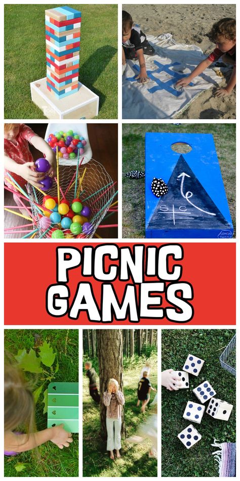 It's picnic season, which means it's the perfect time for a fun outdoor activity with the whole family! Today we are sharing with you 15 family picnic activities that are so much fun. Let's get ready for a good time! Picnic Activities For Kids, Picnic Game Ideas, Cookout Games, Summer Outdoor Games, Family Games Outdoor, Night Picnic, Picnic Activities, Picnic Games, Church Picnic