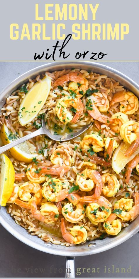 Shrimp With Orzo, Toasted Orzo, Scampi Shrimp, Orange Tofu, Shrimp Orzo, Buttery Shrimp, Winter Dinners, Vegetarian Ideas, Lemon Shrimp