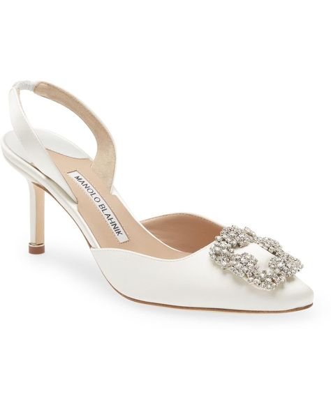 Manolo Blahnik Hangisli Crystal Buckle Pointed Toe Slingback Pump Wedding Manolo Blahnik, Manolo Blahnik Wedding Shoes, Manolo Blahnik Blue, Manolo Blahnik Shoes, Wedding Vibes, Dream Board, Slingback Pump, Wedding Looks, Manolo Blahnik