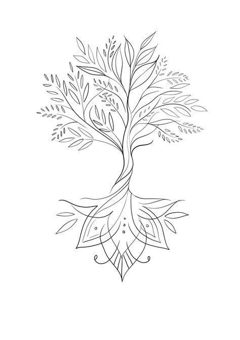 Dna Tree Drawing, Delicate Tree Of Life Tattoo, Tree Of Life Line Art, Tree Of Life Tattoo Thigh, Amazonian Warrior Tattoo, Tree Of Life Wrist Tattoo, Tree Of Life Tattoo Stencil, Vine Tree Tattoo, Grounding Tree Of Life Tattoo