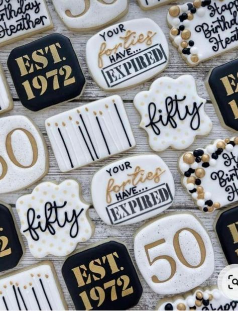 55 Birthday Cookies For Men, 50th Birthday Cookie Ideas, 50th Birthday Cookies For Men, 50th Cookies Birthday Men, 50th Cookies Birthday For Women, Cheers To 50 Years Cookies, 50th Birthday Cookies, 50th Birthday Decorated Cookies, 50 Bday Cookies