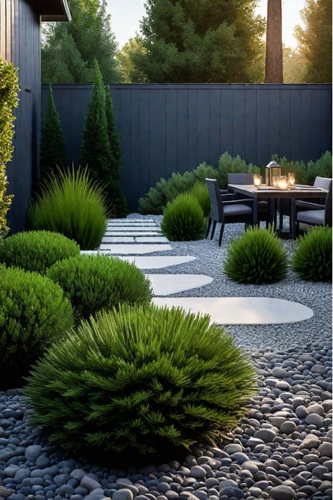 Transform your cramped backyard into a spacious oasis with these 10 clever landscaping hacks! From Drab to Fab: 10 Backyard Landscaping Ideas for Small Spaces. Click to unlock the secrets of optimizing your outdoor living area, no matter the size! #CompactBackyards #SpaceSavingLandscaping #SmallSpaceSolutions #OutdoorLivingInspiration Zeroscape Landscaping Backyards, No Grass Garden Ideas, Backyard No Grass Ideas, No Lawn Backyard, Minimalist Backyard Landscaping Design, Rectangle Backyard Ideas, Zeroscape Landscaping, Condo Backyard, No Grass Backyard Ideas