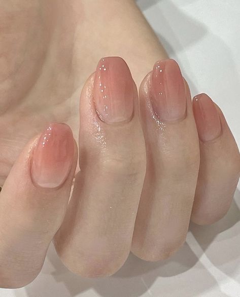 Korean French Tip Nails, Ombre Nails Korean, Calm Nails, Gradation Nail, Insta Nails, Gradation Nails, Ombré Nails, Korean Nails, Simple Gel Nails